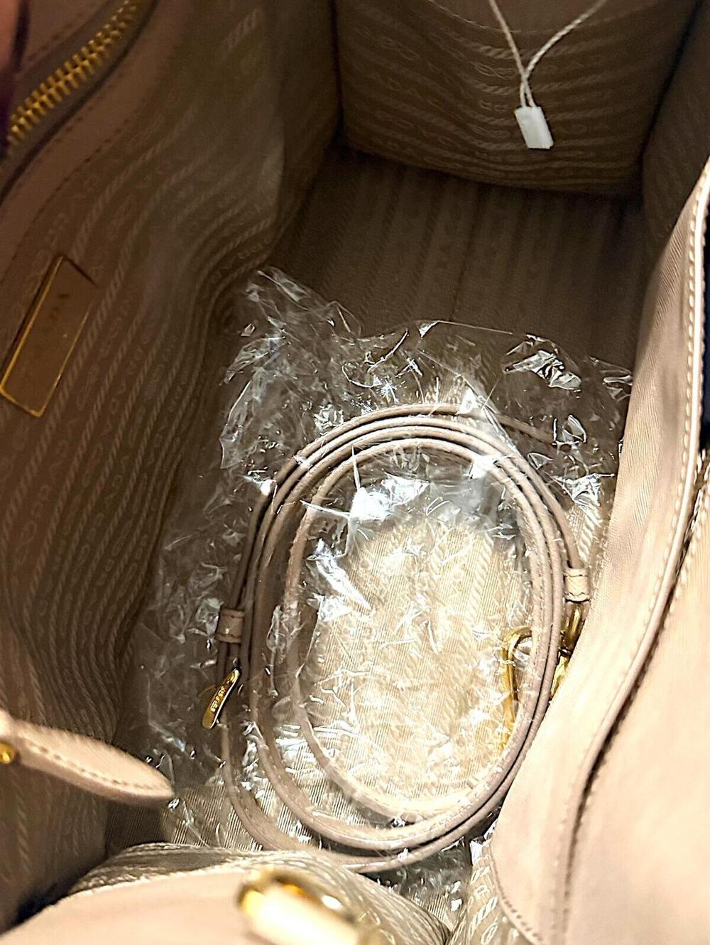 Prada Galleria Double Zip Saffiano Leather Tote Bag Nude Beige Blush Pink Large - Picture 8 of 13